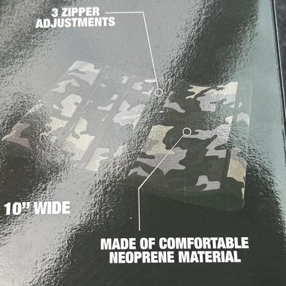 Adjustable Waist Trimmer 10” W 28” - 36” Camo Print Microban Neoprene 3 Zipper - Picture 5 of 12